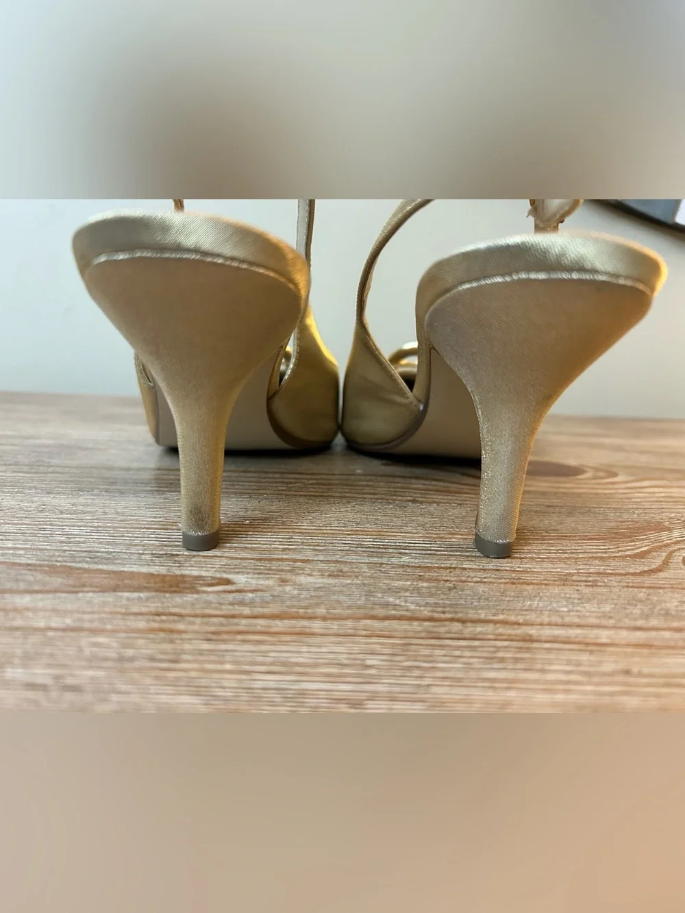 Karen Scott Whitney Gold Satin Slingback Kitten Heels